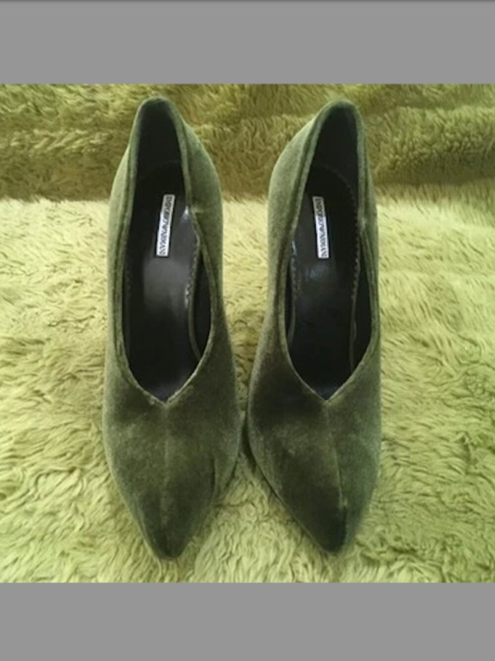 Emperio Armani Vero Cuoio Pumps Velour Green SZ 37 Made in Italy